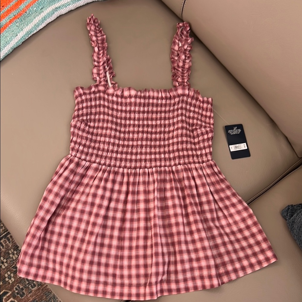 NWT Pink and red Gingham Top by Lucky, XS